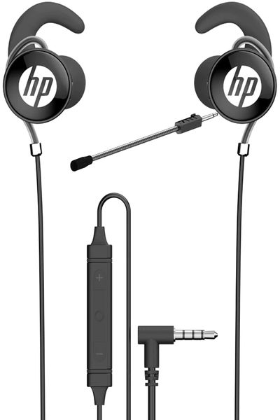 HP Wired Aux Earphones with Detachable Microphone - DHE-7004 - Black