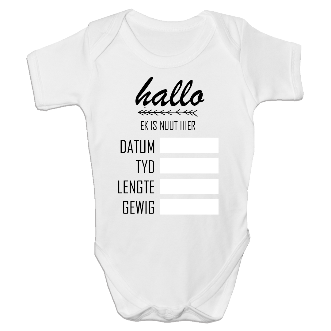 Baby Grow Hallo, ek is nuut hier Afrikaans Shop Today. Get it