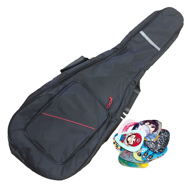 Electric Guitar Bag 10mm Padded with 12 Assorted Plectrums