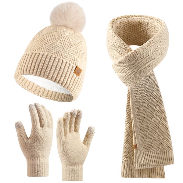 Hat Scarf Touchscreen Gloves for Women, Winter Women Gift Set