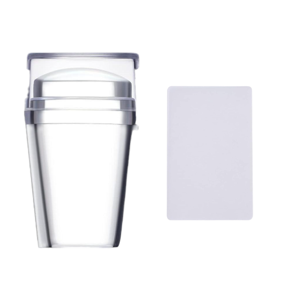 2Piece Nail Art Silicone French Tip Stamp And Scraper Set - Transparent