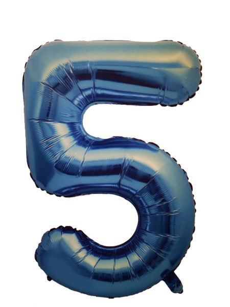 Foil Balloon Number 5 - Blue - 106 cm