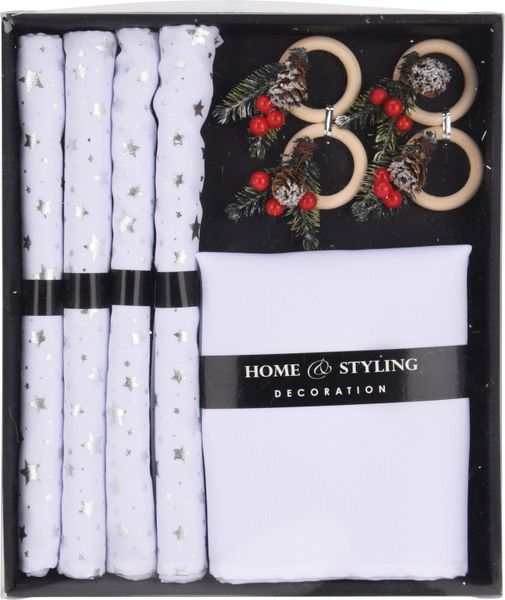 White &amp; Silver Placemat and Napkin Set - Star Design (12-Piece Set)