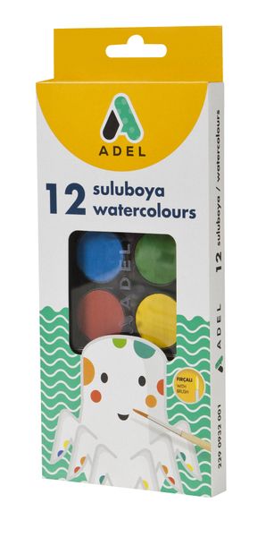 Adel Water Colour Paints 12's + Brush