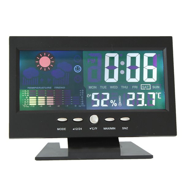LCD Color Screen Digital Backlight Weather Forecast Station Alarm Clock