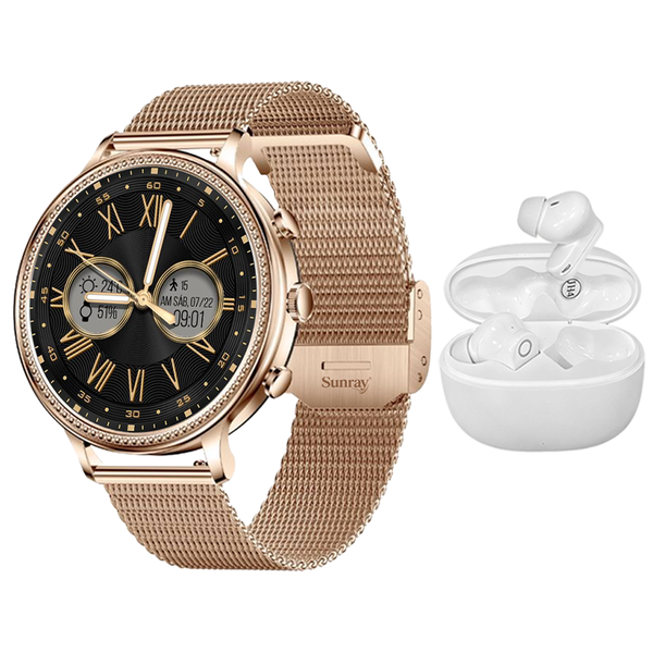 SUNRAY Women's Health Smartwatch &amp; Earphones Gift Set With Heart Monitoring