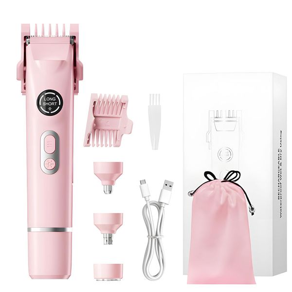 Bikini Trimmer for Women-4 in 1 Electric Shaver Dual Head Waterproof -Pink