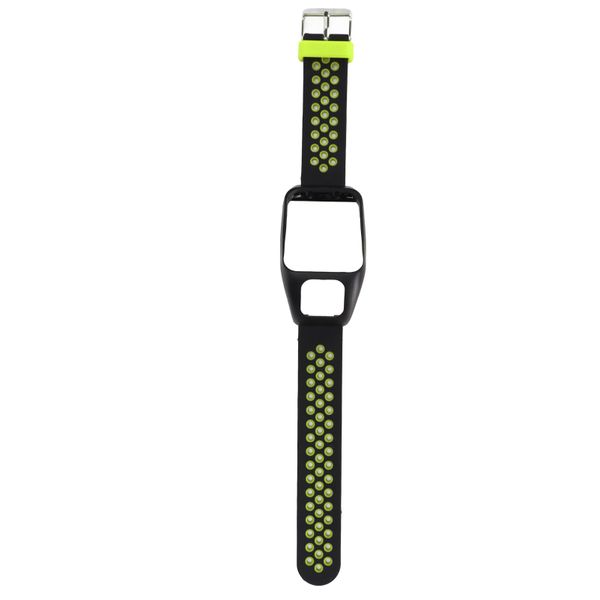 Watch Band Silicone Watch Strap for TOMTOM Runner3 Adventurer Black Green