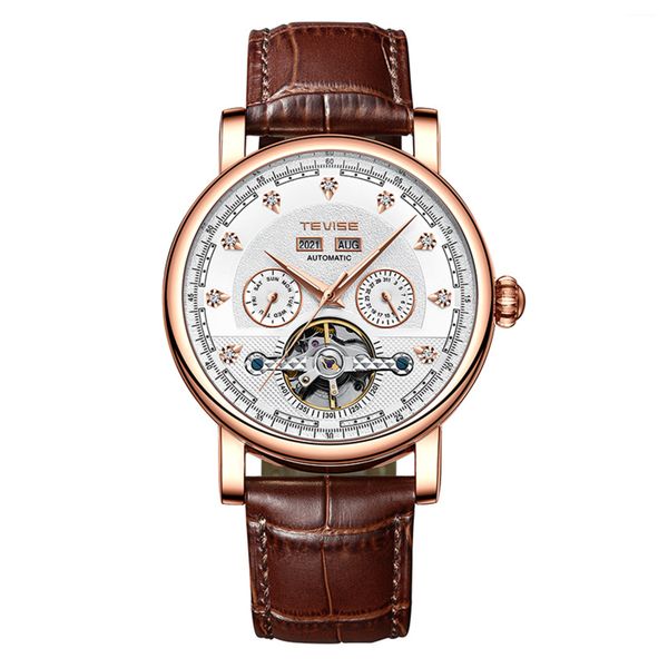 Men's Fully Automatic Mechanical Watch, Waterproof Leather Watch