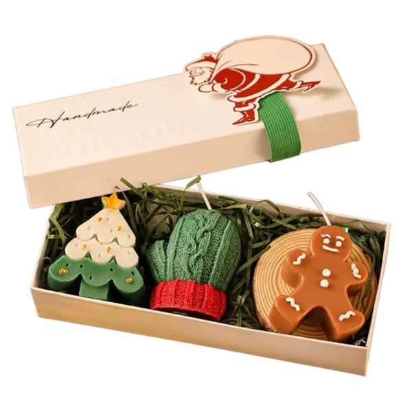 Christmas Three Piece Scented Candle Gift Set, for Xmas Decorations,