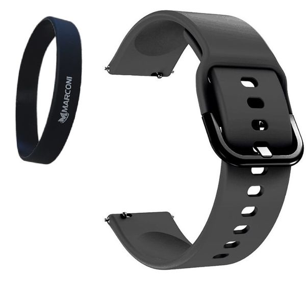 Black Silicone Strap for Samsung Watch 6 Classic-40mm &amp; Marconi Wristband