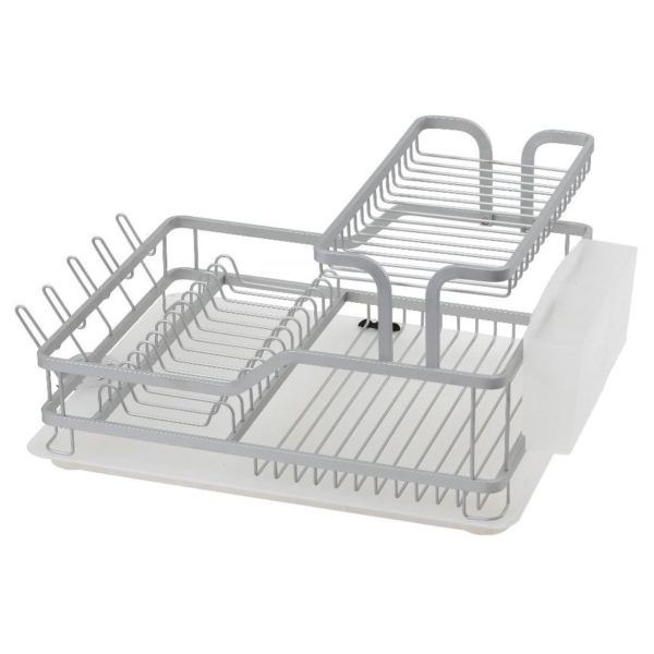 Kitchen Aluminum Dish Rack With Drain Board
