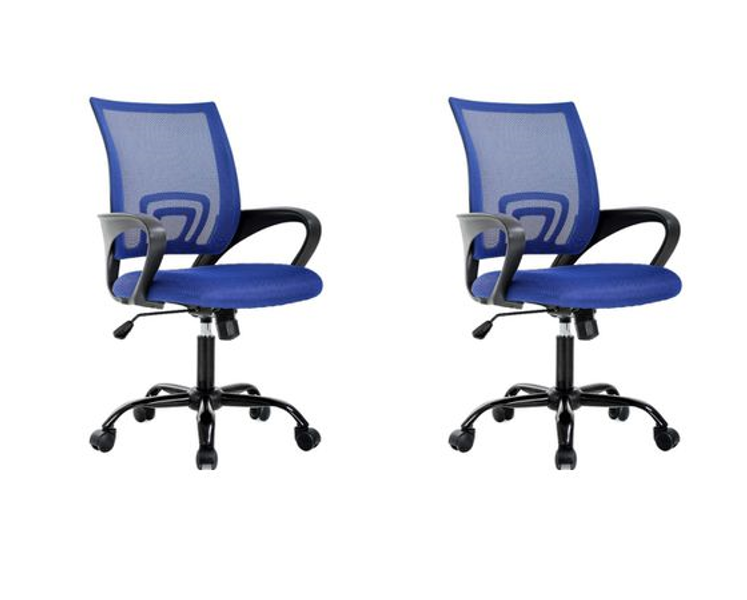 Office Chair With Lumbar Support Blue - Set of 2