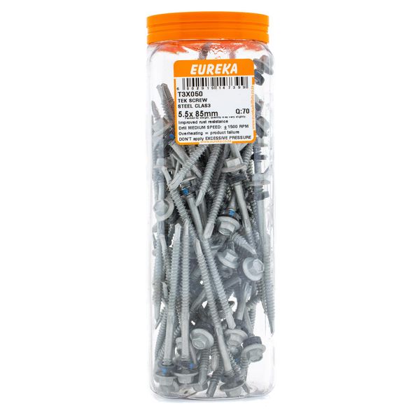 EUREKA Tek Screws Steel Class4 : 5.5 x 85mm Q:70 T3X050