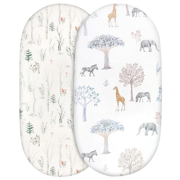 2 Pack Stretchy Bassinet Mattress Sheets, Ultra Soft Bassinet Sheet