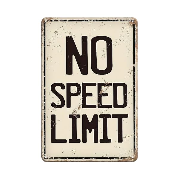 Rustic Sign No Speed Limit Vintage Reproduction Metal Sign