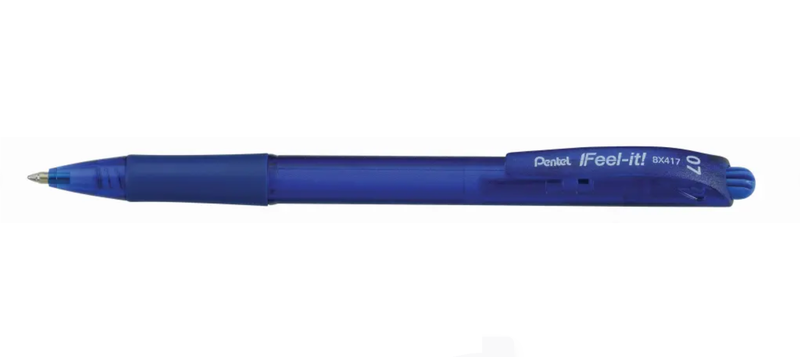 Pentel - Feel-It 0.7mm Retractable Ballpoint Pen BX417-A - Blue x 7