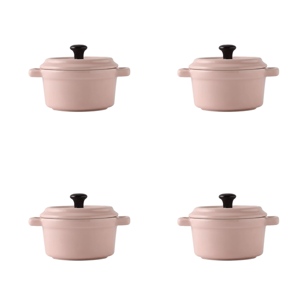 Porcelain Double-Handled Soup Bowl - Pink - 4 Pack