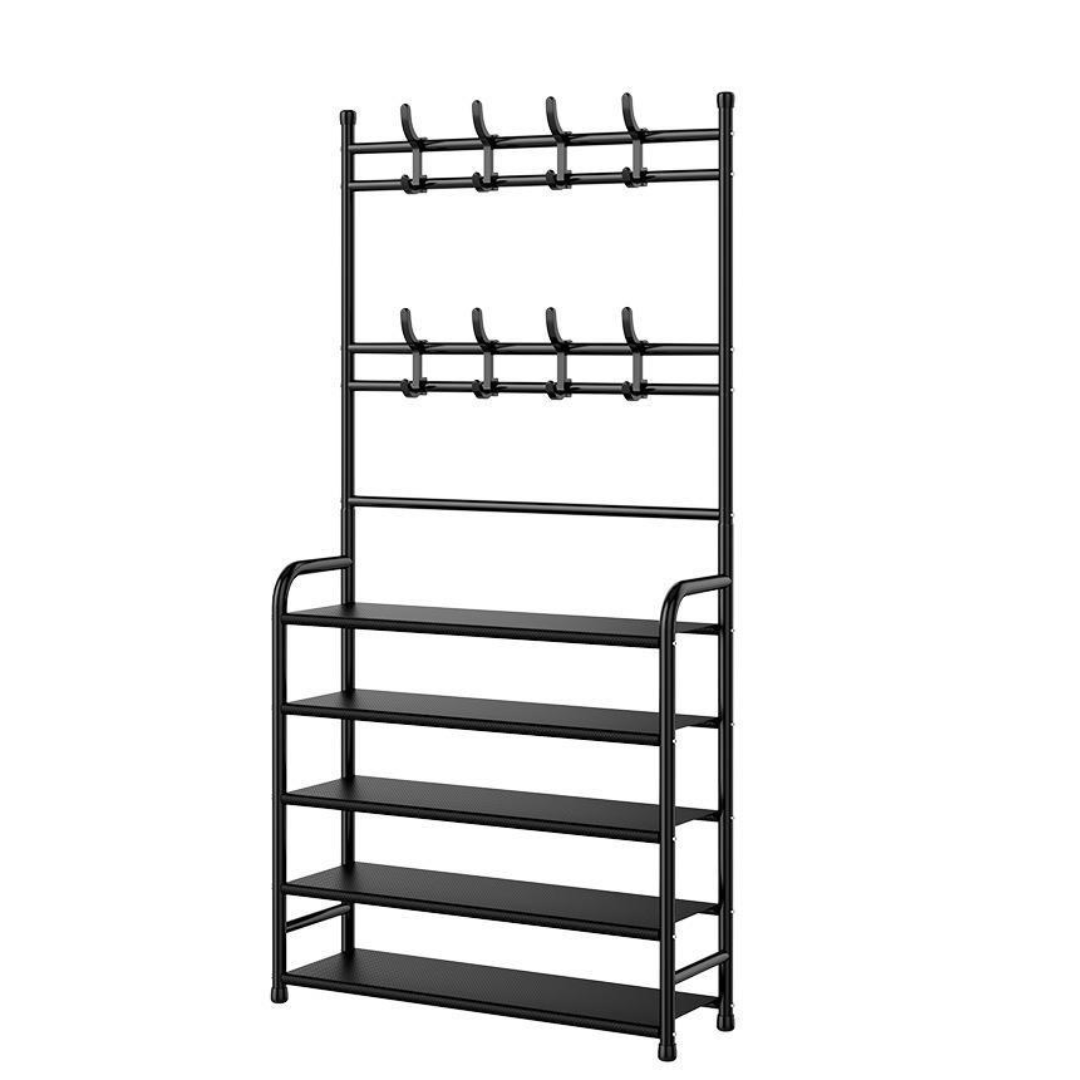 5 Tier Shoe Shelf Rack and Coat Rack for Closet Entryway Hallway 80