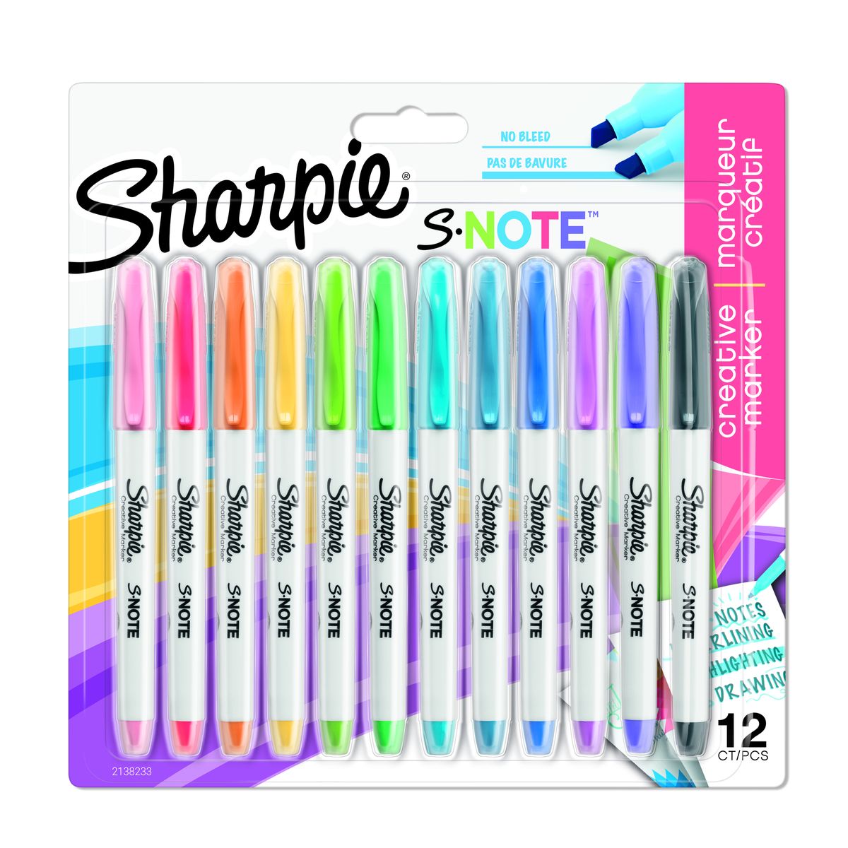 Sharpie S Note Creative Marker Highlighter Assorted Colours 12 Pack