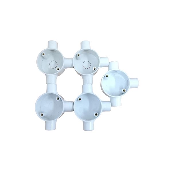 20mm 3 Way Round Conduit Box - 5 Pack