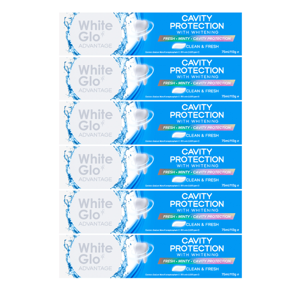 White Glo Advantage Toothpaste Cavity Protection 75ml (6 Pack)