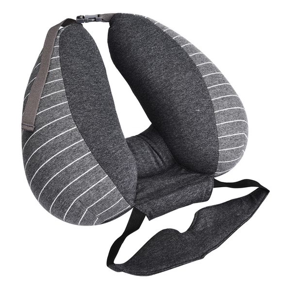 U Shaped Travel Pillow With Eye Mask Dark Gray