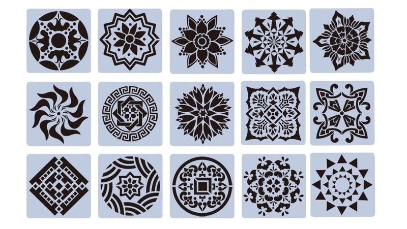 15 Pcs Mandala Drawing Painting Stencils Reusable Templates DIY Craft Tools