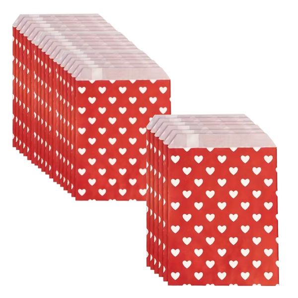 Craft Valentines Day Love Heart Paper Gift Bags Party Favor Pack (18cm)25pc