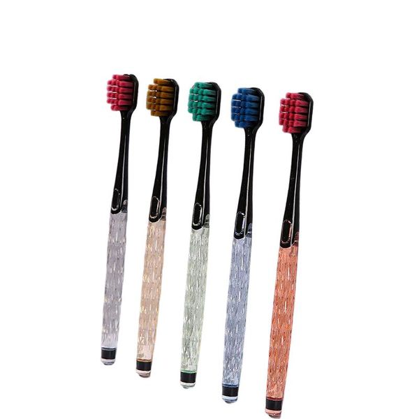 5-Pack Soft Bristle Toothbrushes - Crystal Handle, Wide Head for Adults