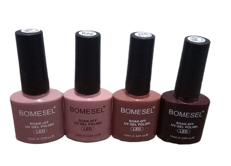 Bomesel UV Gel Nail Polish - Pink and Brown - 4 Pack