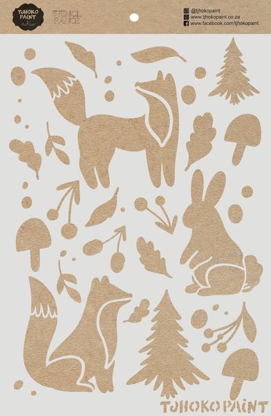 Tjhoko Paint Stencil - A4 - Woodlands Creatures
