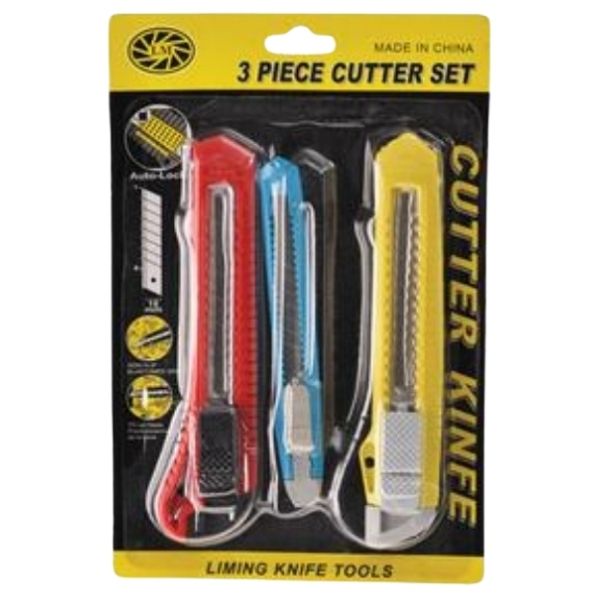 SourceDirect - Knife / Snap-off Blade - 3 Piece Cutter Set (18mm + 9mm)