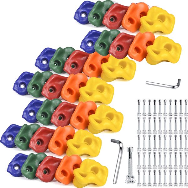 35 Pieces DIY Kids Rock Climbing Wall Holds Grips - with Wood Screws