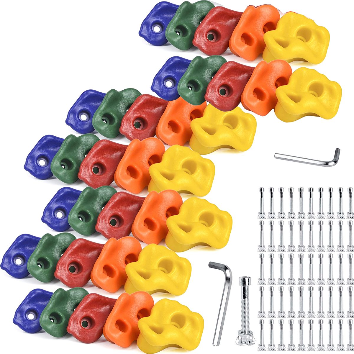 35 Pieces DIY Kids Rock Climbing Wall Holds Grips with Wood Screws