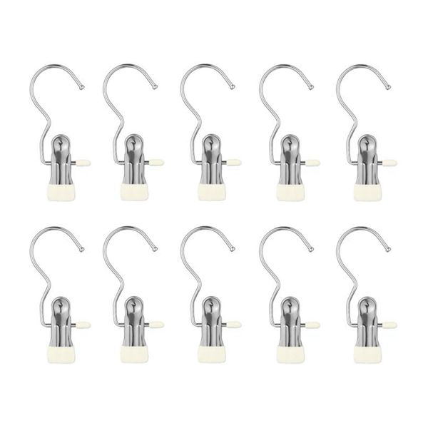 Laundry Hooks Hanging Clip Clothes Hat Pants Towel Beige 10Pc