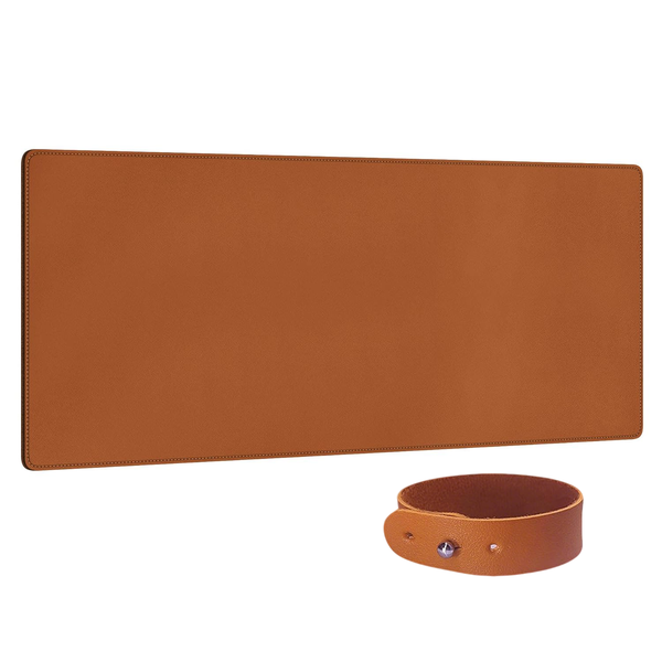 Large Gaming &amp; Office Desk Mouse Pad Desk Mat Writing Mat Leather Brown