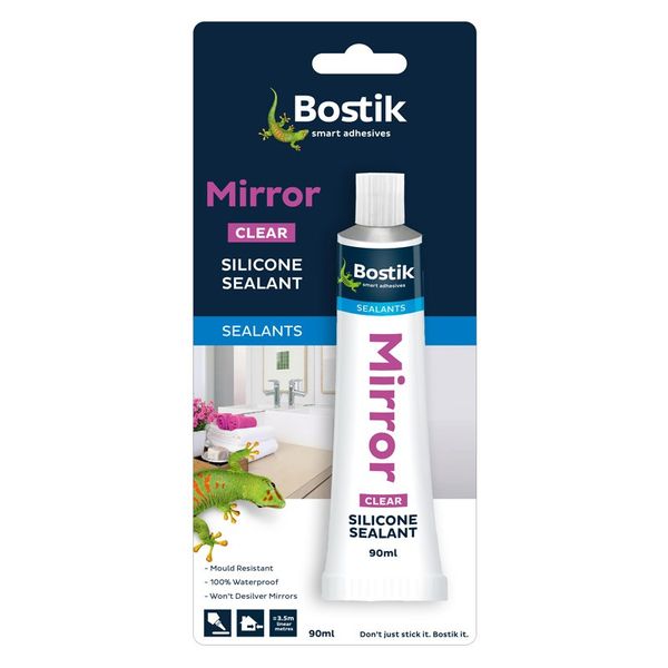 Bostik Mirror Silicone Sealant - Waterproof - Clear - 90ml - Bulk Pack of 5