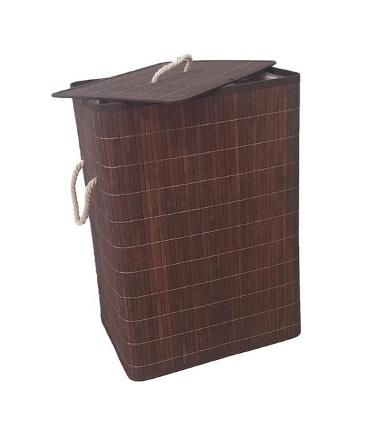 Pract Pack - 75L Foldable Bamboo Laundry Basket with lid - Walnut Brown