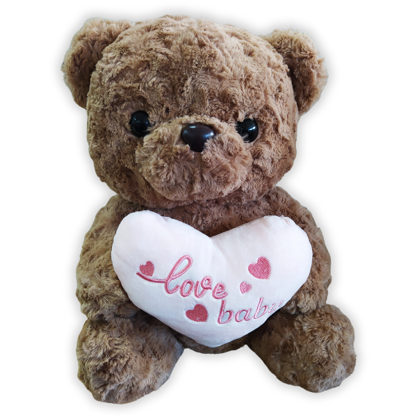 Valentines Teddy Bear with Pink Heart - Large - L40cm - Super Soft - Gift