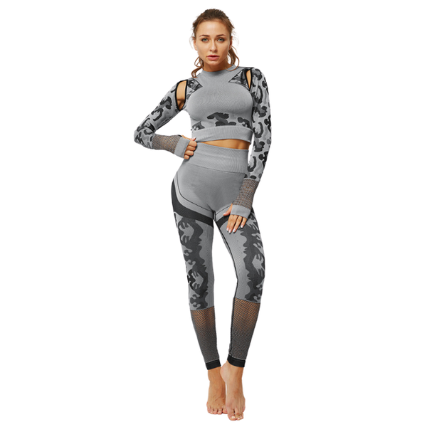 InstantFit, Bold Smokey-Grey Two Piece, Long Sleeve Compression Set