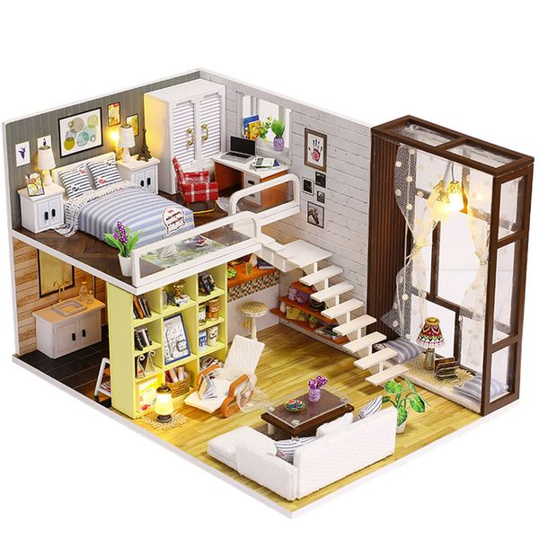DIY Wooden Dollhouse Kit with LED