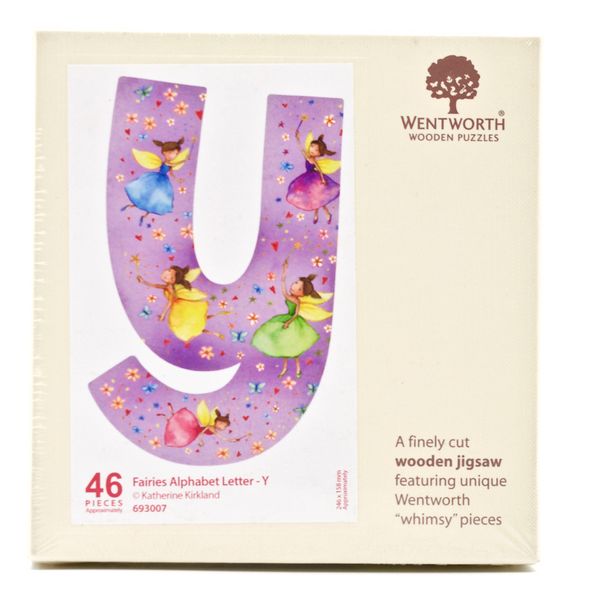 Fairies Letter Y - 46 Piece Kids Alphabet Wooden Shaped Jigsaw Puzzle