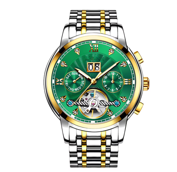 Tourbillon Automatic Mechanical Watch Alloy Case, Metal Bracelet