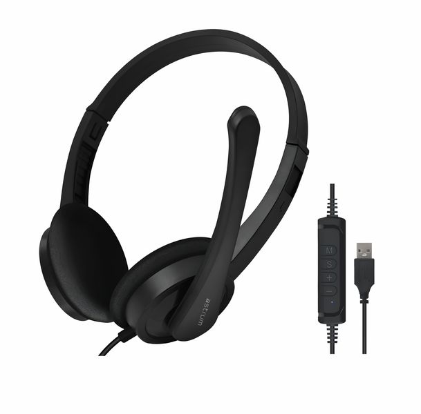 Astrum On-Ear Wired USB Headset with Rotating Mic for Chat &amp; Gaming - HU640