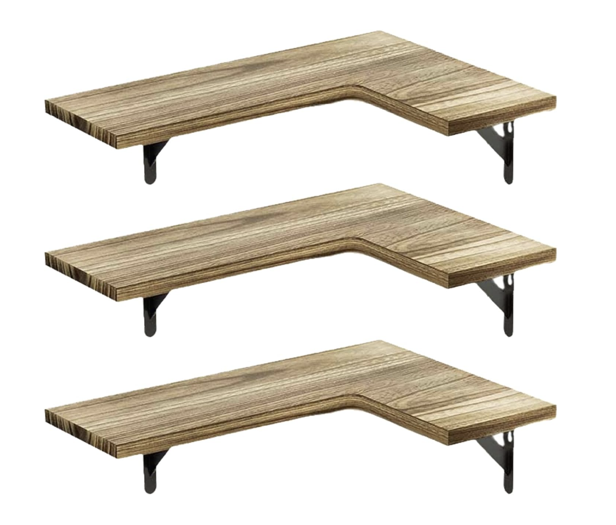 Decor 3pc Stylish Corner Wall Mounted Floating Shelves - 40cm