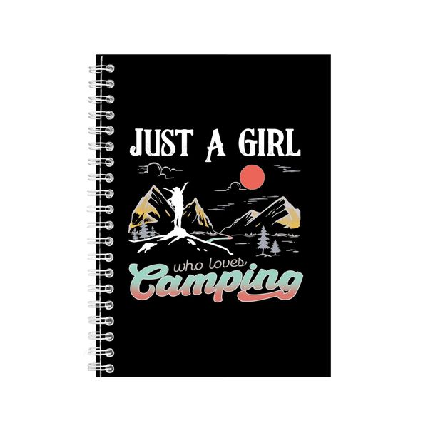 Girl A5 Notebook Spiral and Lined Outdoor Camping Graphic Notepad Gift 165