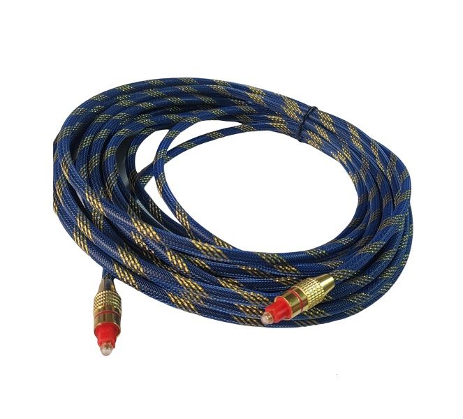 20M Nylon Braided Optical Toslink Audio Blue Mesh Gold Plated Fiber Cable