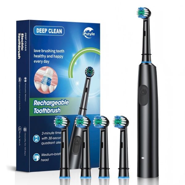 IPSTYLE Rechargeable Electric Toothbrush for Adults and Kids 6 Modes