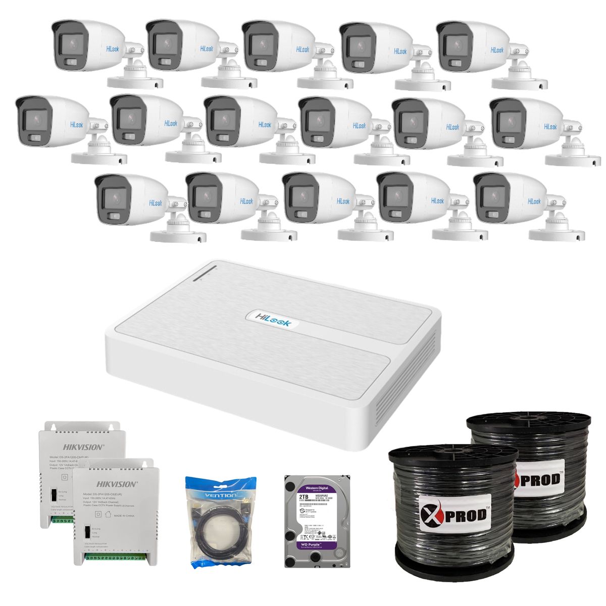 Hikvision HiLook 16 Channel 1080P ColorVu Complete Kit